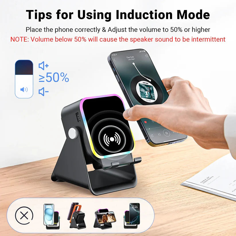 5-in-1 Wireless Speaker Phone Stand with Power Bank